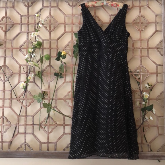 J Crew black polka dot silk sleeveless dress - Picture 3 of 8